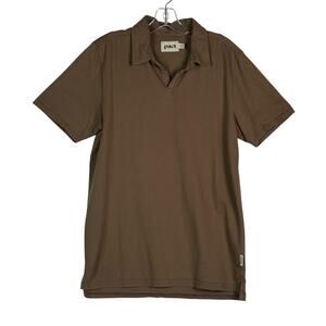 Pact Organic Cotton Luxe Stretch Jersey Slim Polo Short Sleeve Brown Mens Medium